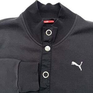 PUMA Button Up Jacket‎ Men's Black Casual Athletic Outerwear Button Large *READ*